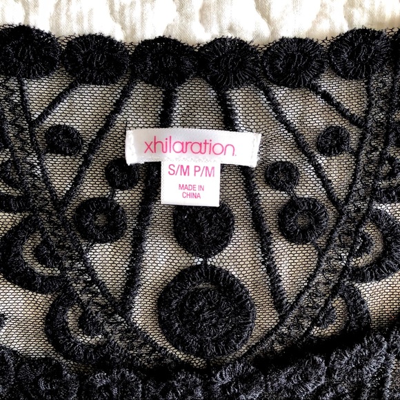 Xhilaration Black Lace Tee Top Small/Medium - Picture 2 of 5